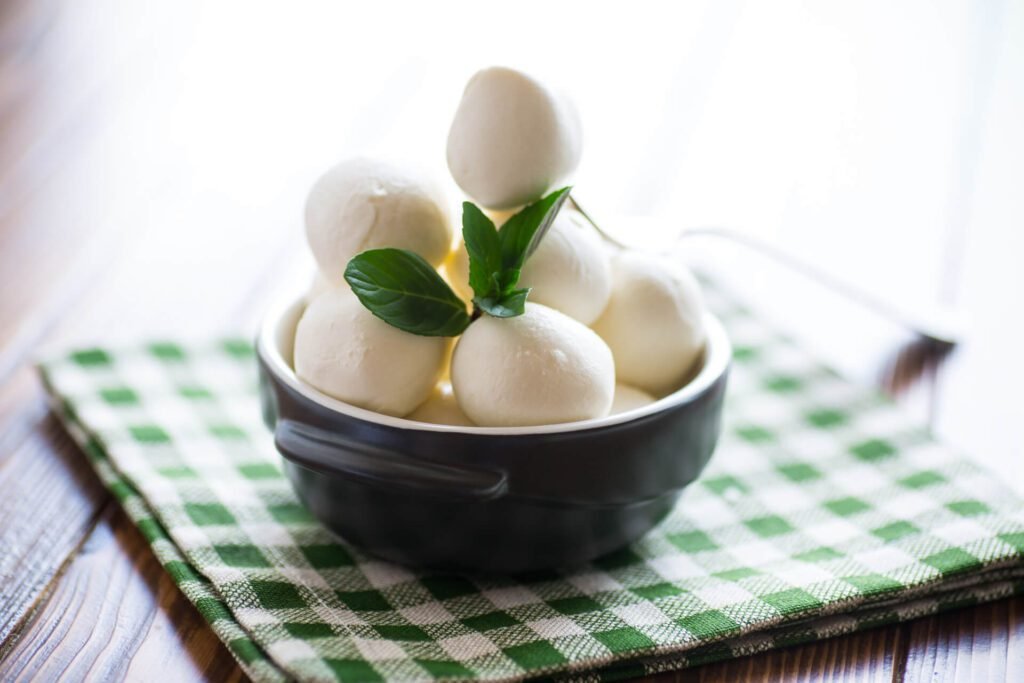 A plate with mozzarella balls