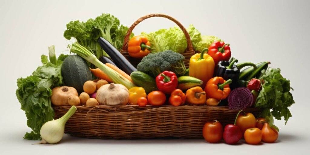 Fresh vegetables on a basket