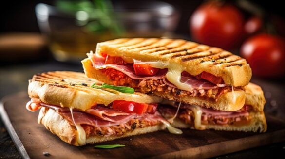 Tasty Panini Dish with Fresh Tomatoes Tasty Panini Dish with Fresh Tomatoes