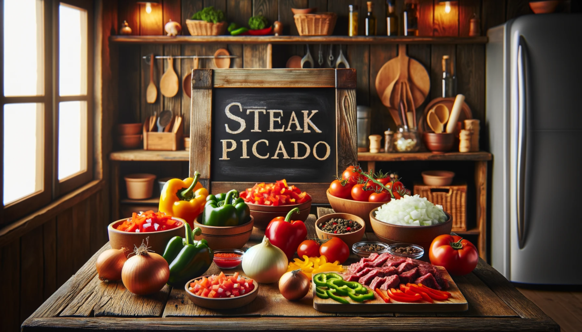 DALL·E-2024-01-03-17.45.59-A-rustic-kitchen-setting-with-ingredients-laid-out-for-cooking-on-a-wooden-table-creating-an-inviting-scene-for-preparing-Steak-Picado.-The-ingredien-1