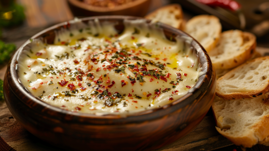 Provolone cheese with oregano and red pepper flakes 